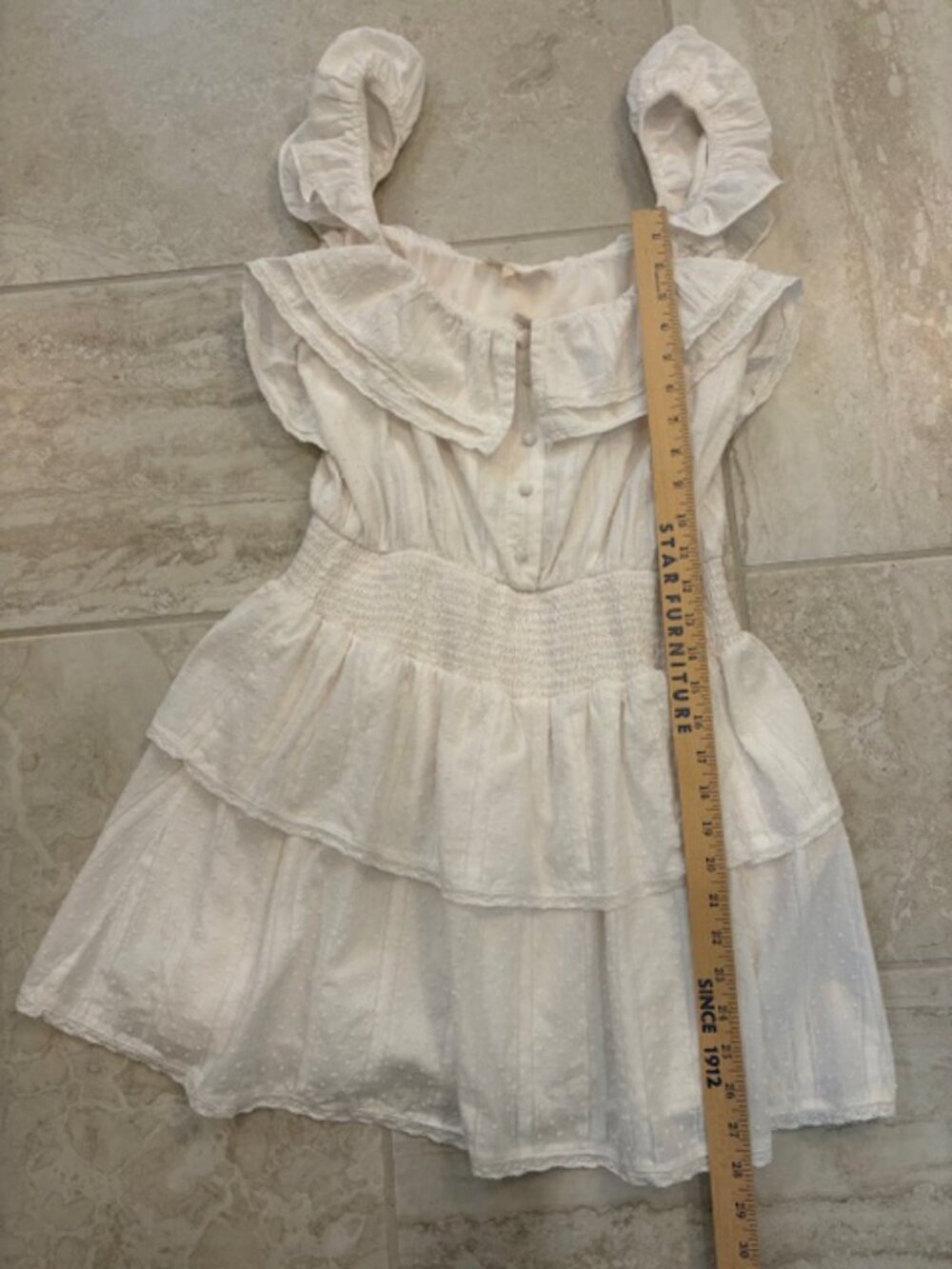 Fanco White Swiss Dot Ruffled Large 100% Cotton Mini Dress Cottagecore Babydoll - Picture 9 of 9